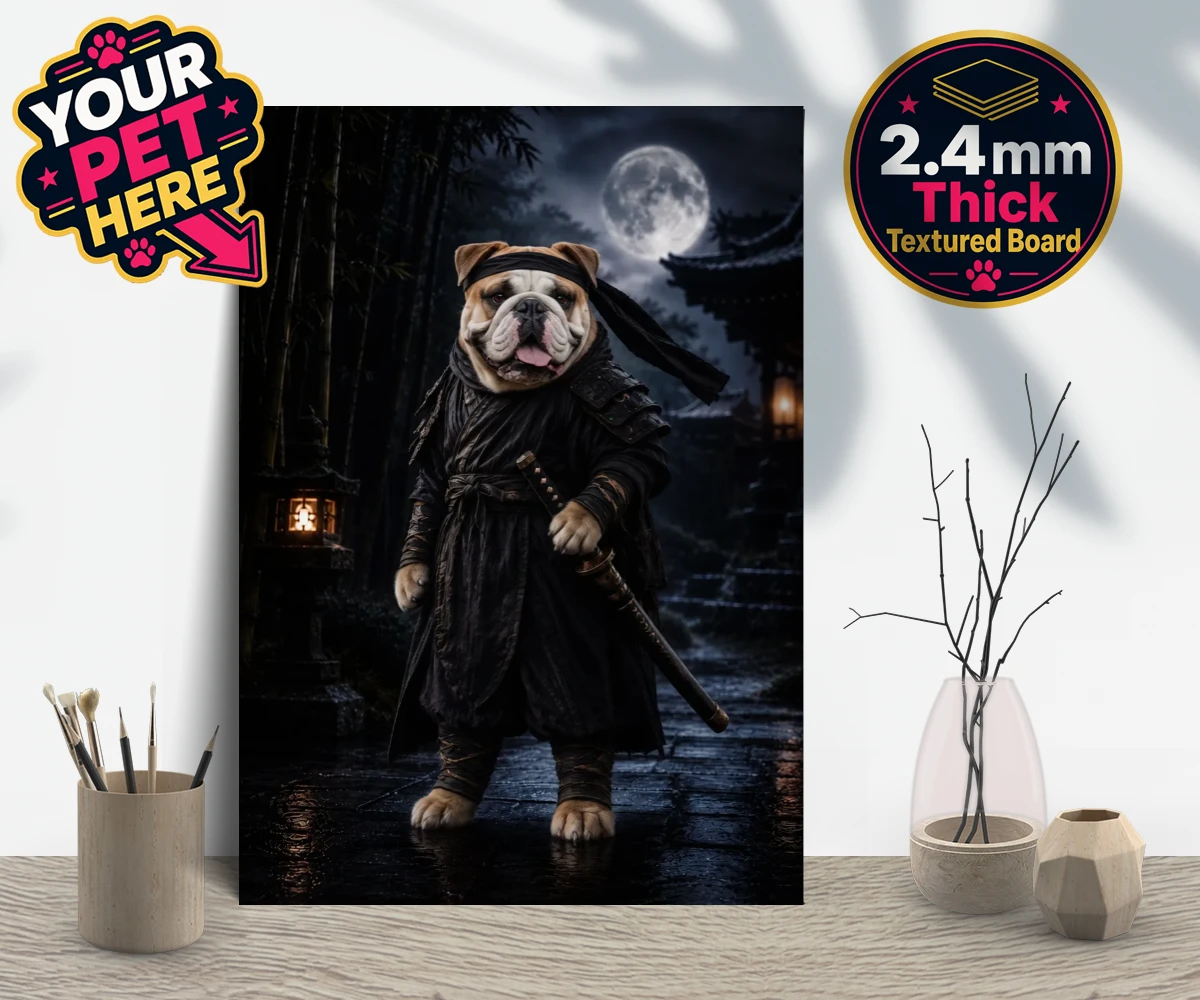Personalised Ninja Paw In Temple Garden dog gallery boards featuring meet Ninja Paw, the four-legged hero ready to embark on legendary adve