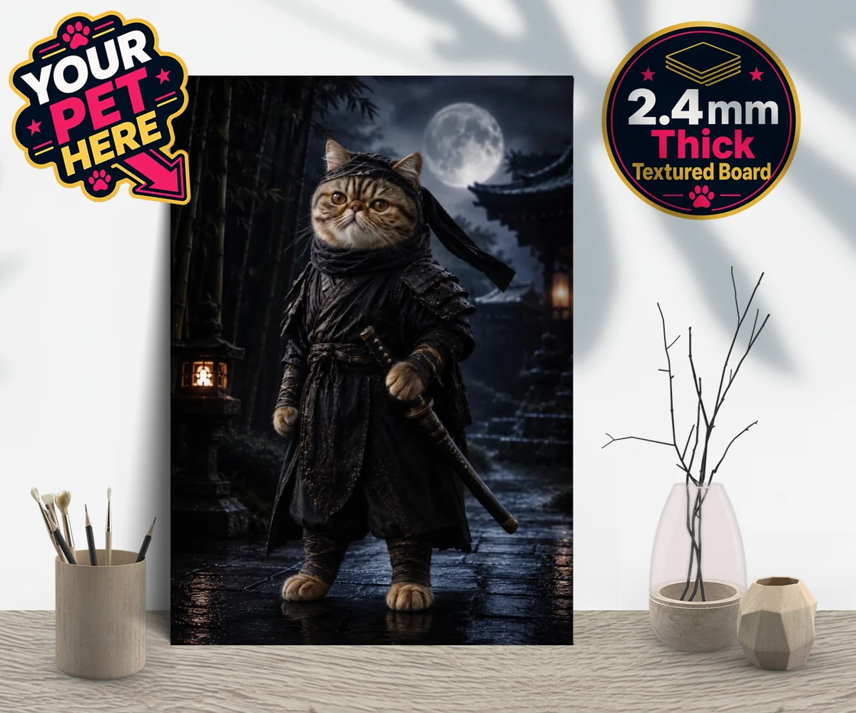 Personalised Ninja Paw In Temple Garden cat gallery boards featuring step into a world of enchantment with our "Ninja Paw In Temple Garden"