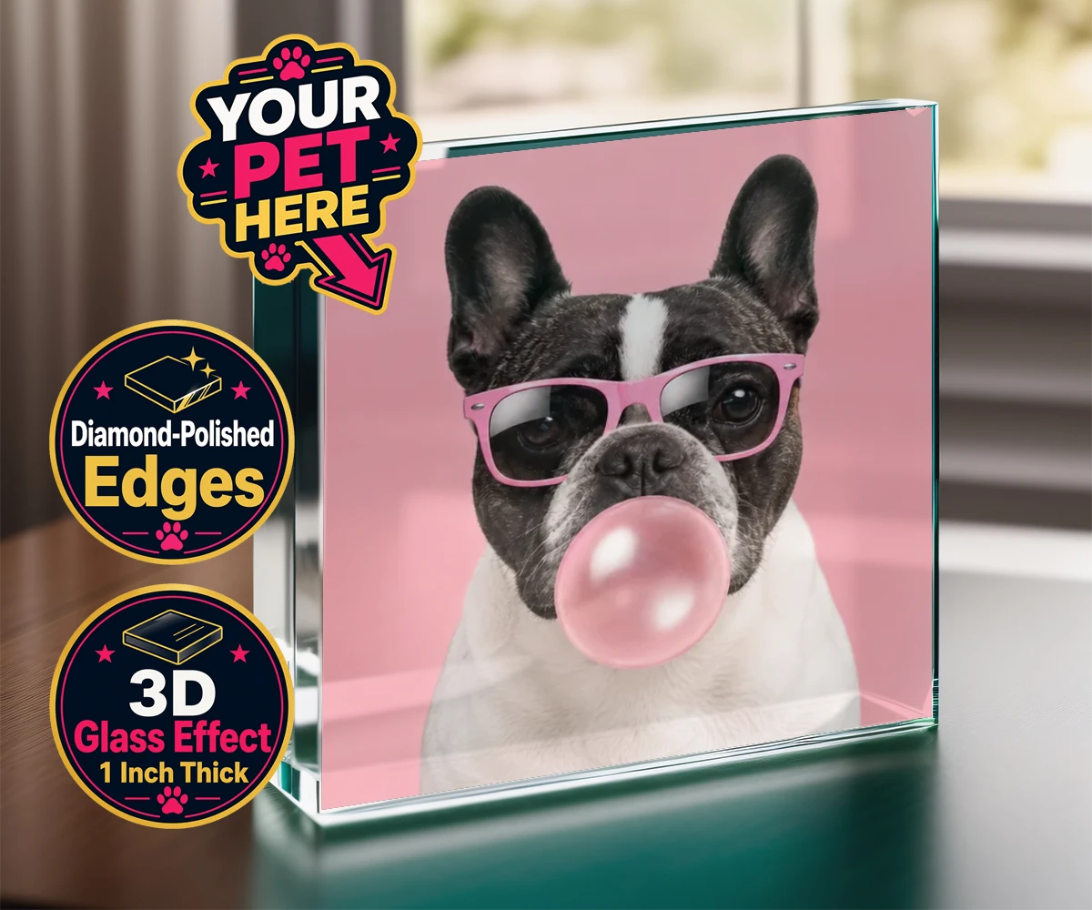 Personalised Paw & Bubblegum dog acrylic prisms featuring meet Paw & Bubblegum, the ultimate blend of charm and cheekiness that