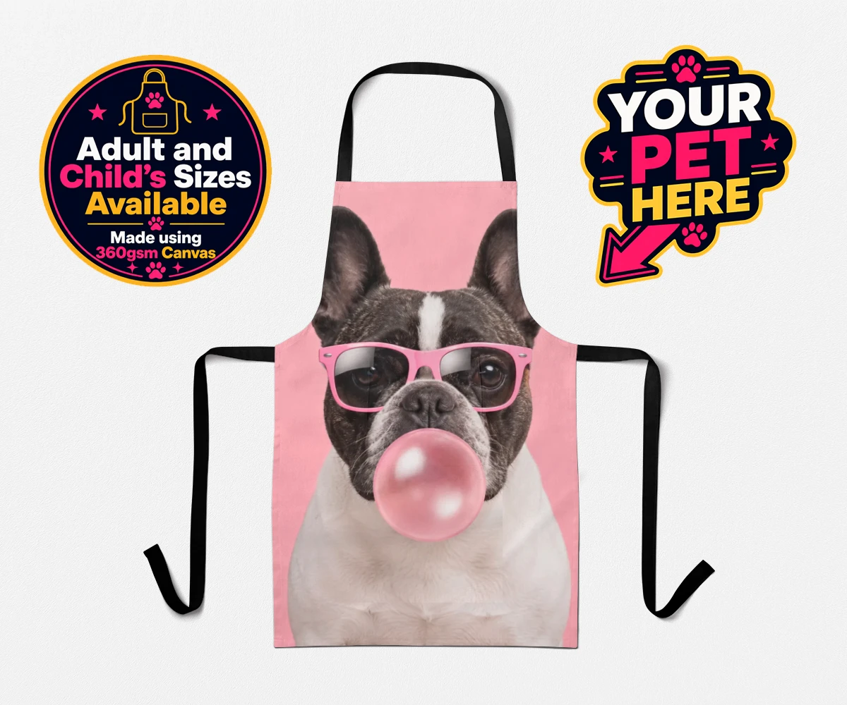 Personalised Paw & Bubblegum dog aprons featuring meet Paw & Bubblegum, the ultimate blend of charm and cheekiness that