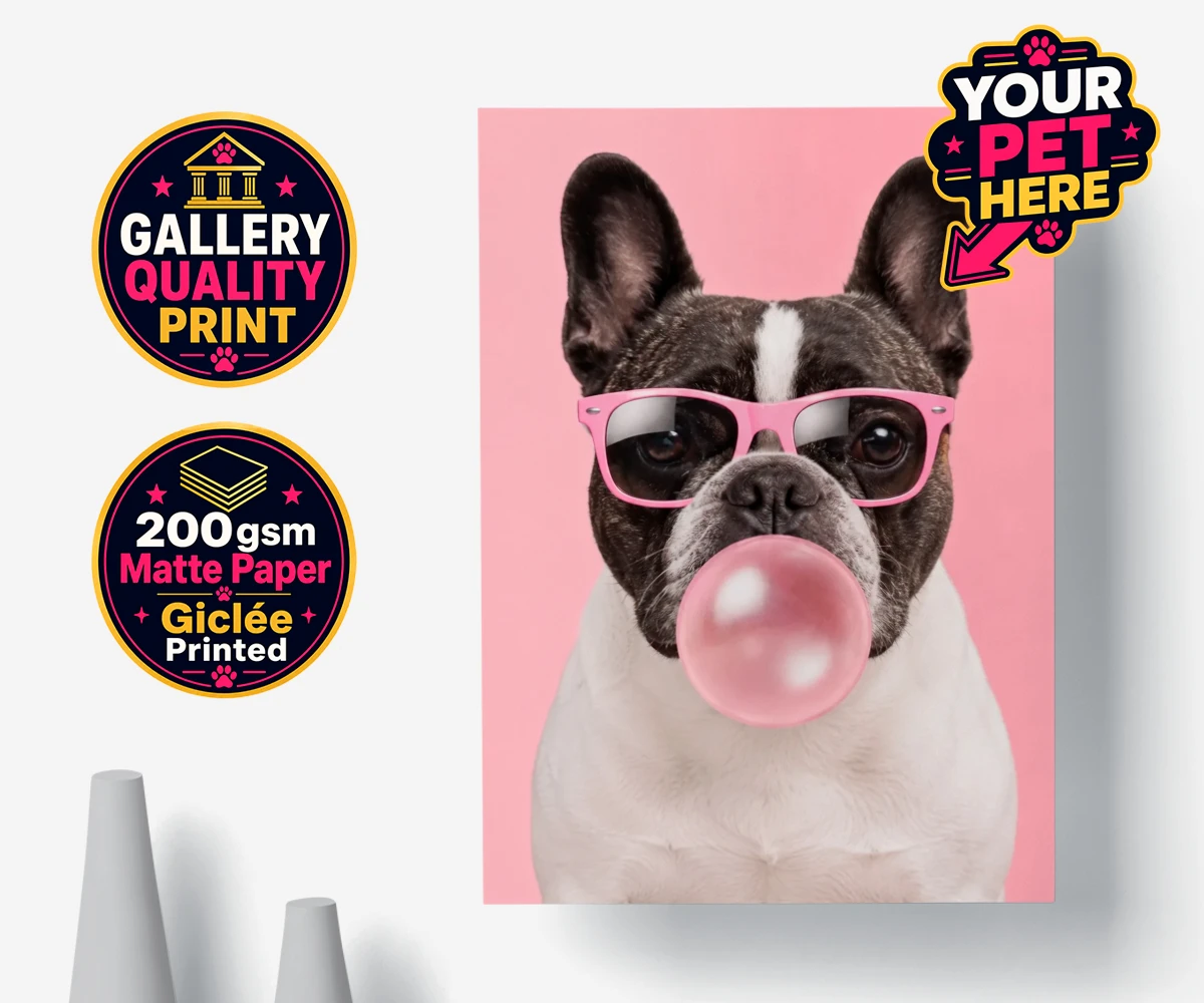 Personalised Paw & Bubblegum dog premium poster print featuring meet Paw & Bubblegum, the ultimate blend of charm and cheekiness that