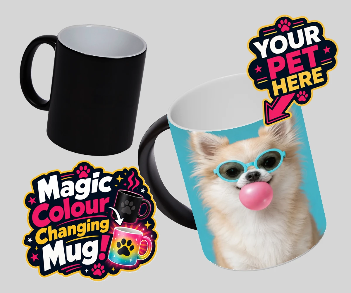 Personalised Bubblegum Paw Star dog magic photo mugs featuring the ultimate quirky addition to your home!