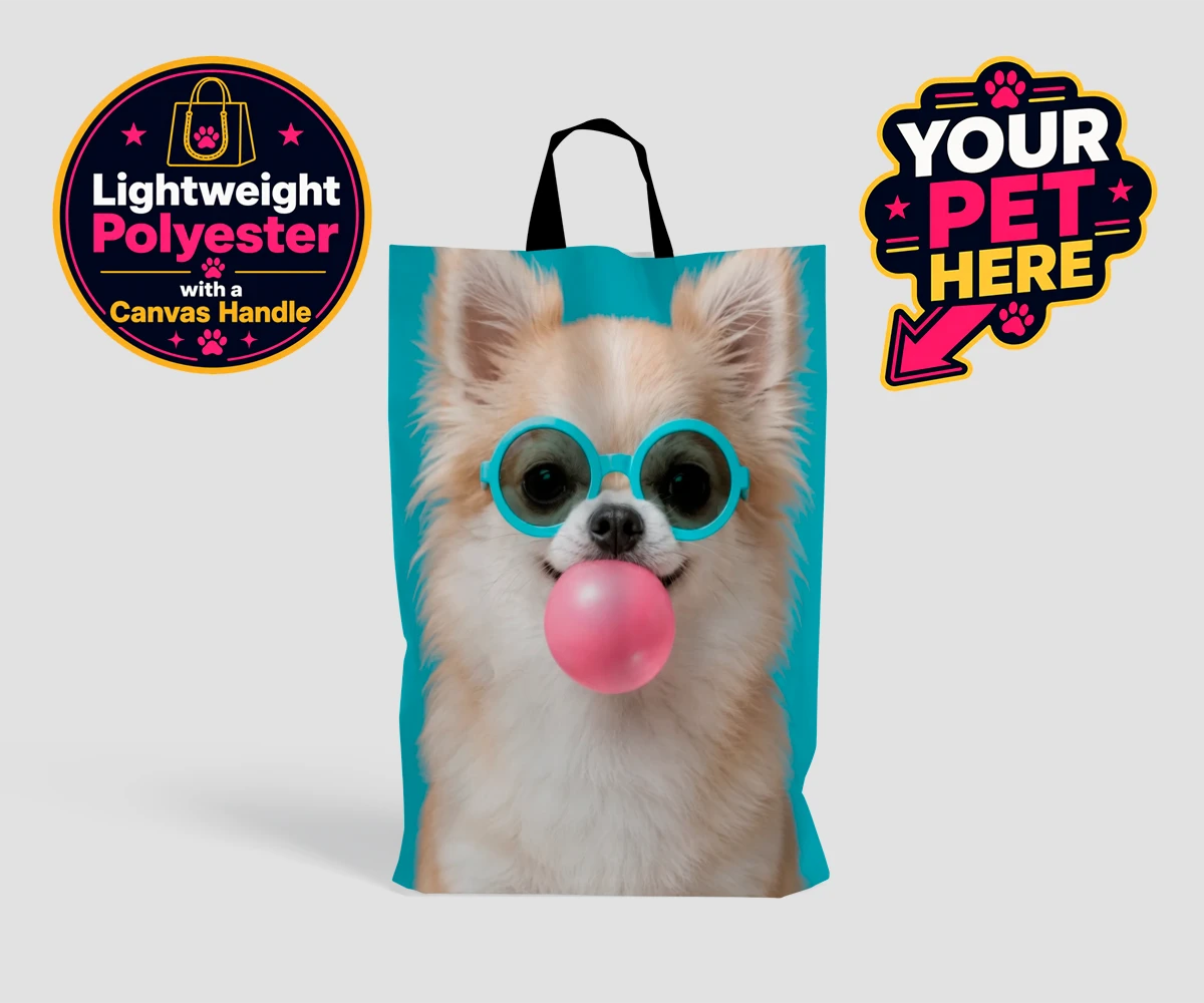 Personalised Bubblegum Paw Star dog shopping bags featuring the ultimate quirky addition to your home!