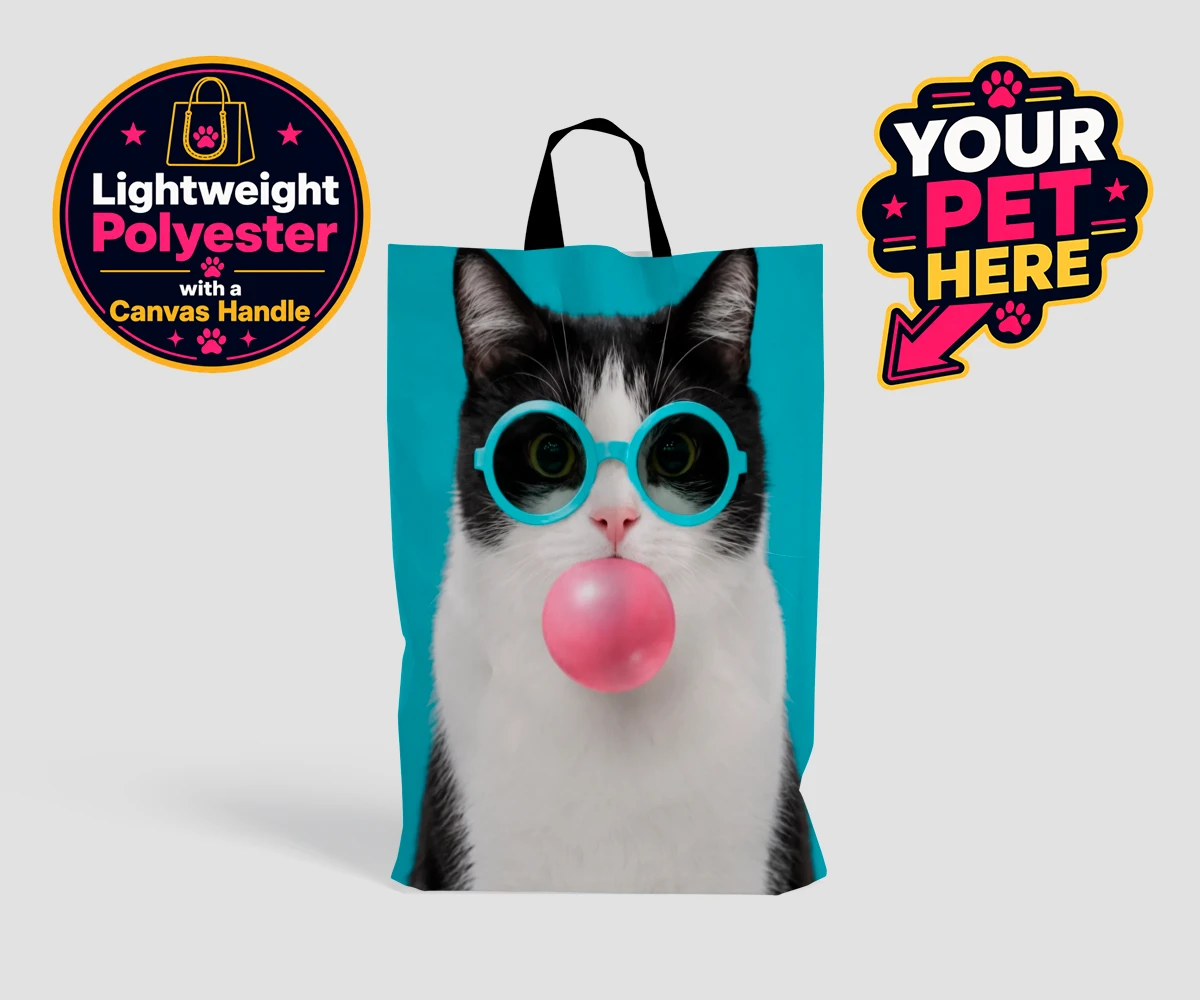 Personalised Bubblegum Paw Star cat shopping bags featuring meet Bubblegum Paw Star, the whimsical cat character who brings a spla