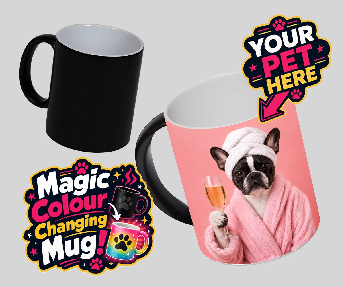 Personalised Spa Day Chic dog magic photo mugs featuring the epitome of canine sophistication and pampering!