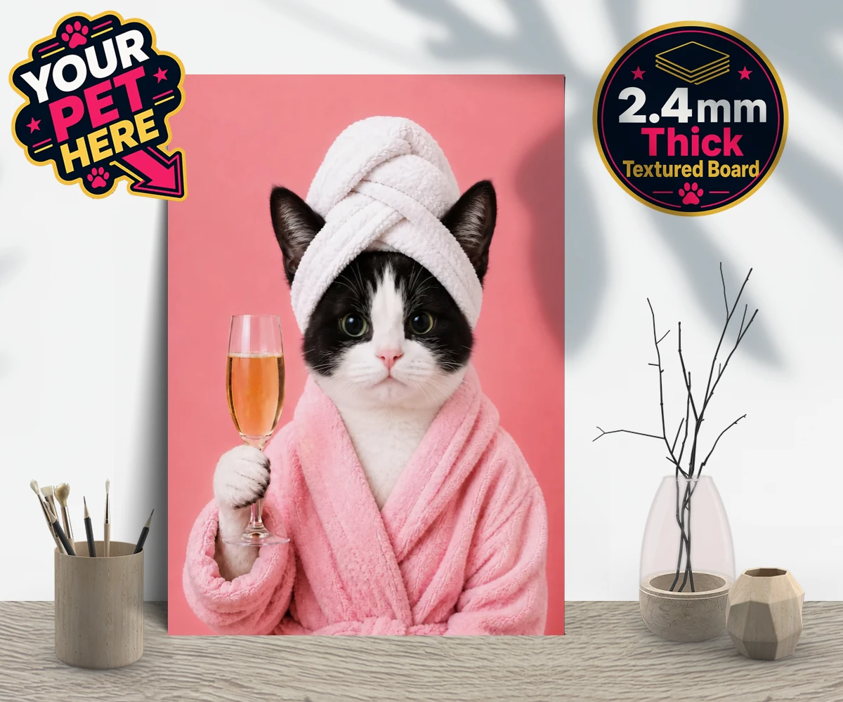 Personalised Spa Day Chic cat gallery boards featuring the purr-fect blend of luxury and humour for cat enthusiasts!