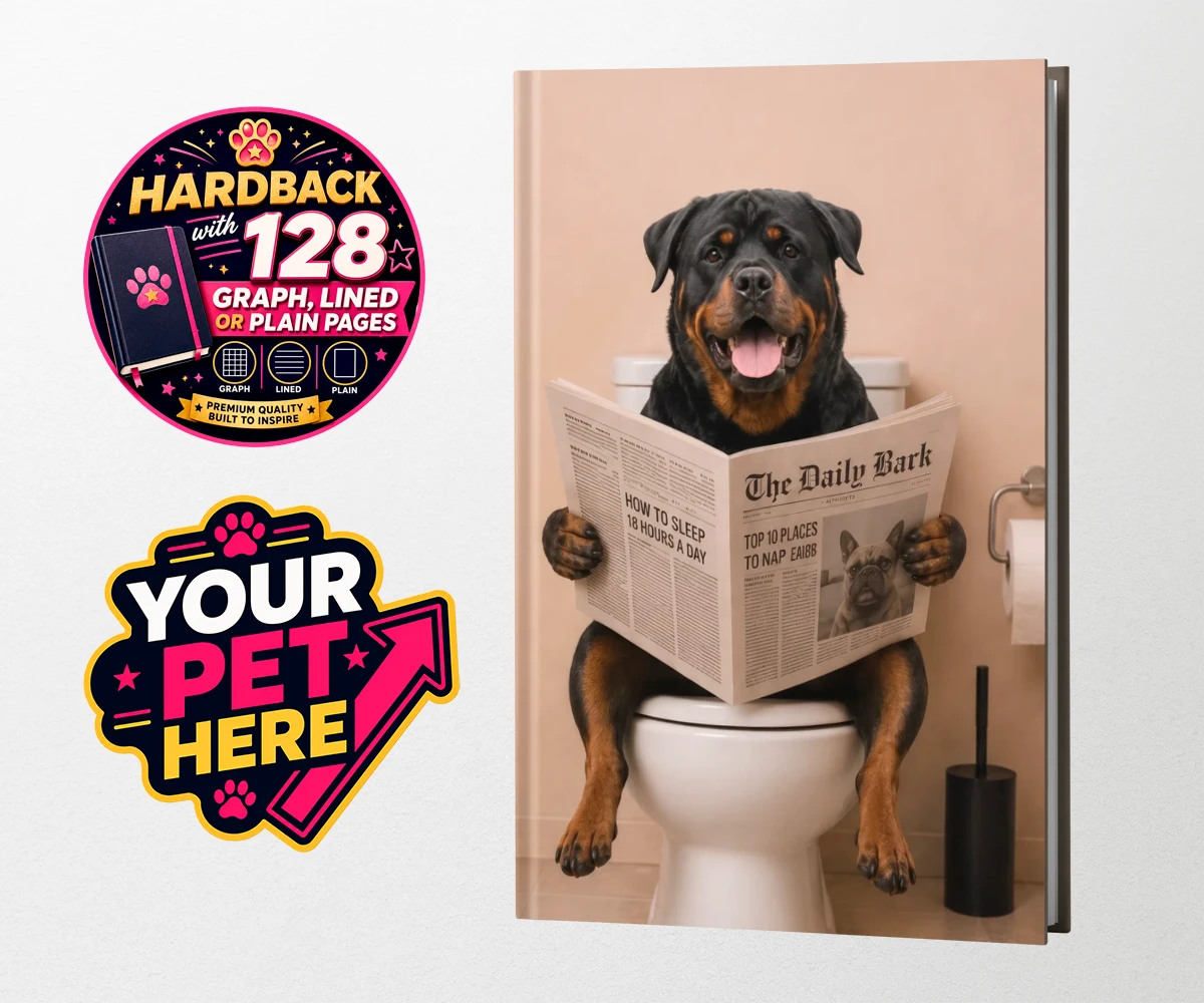 Personalised The Daily Bark dog hardback notebooks featuring a delightful portrait that captures the quirky charm of your furry fri