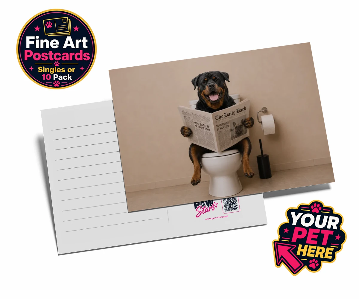 Personalised The Daily Bark dog postcards featuring a delightful portrait that captures the quirky charm of your furry fri
