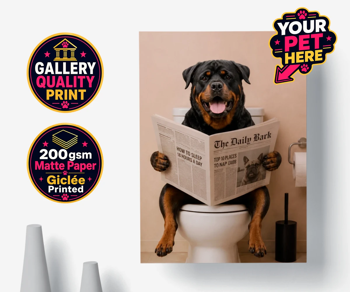 Personalised The Daily Bark dog premium poster print featuring a delightful portrait that captures the quirky charm of your furry fri