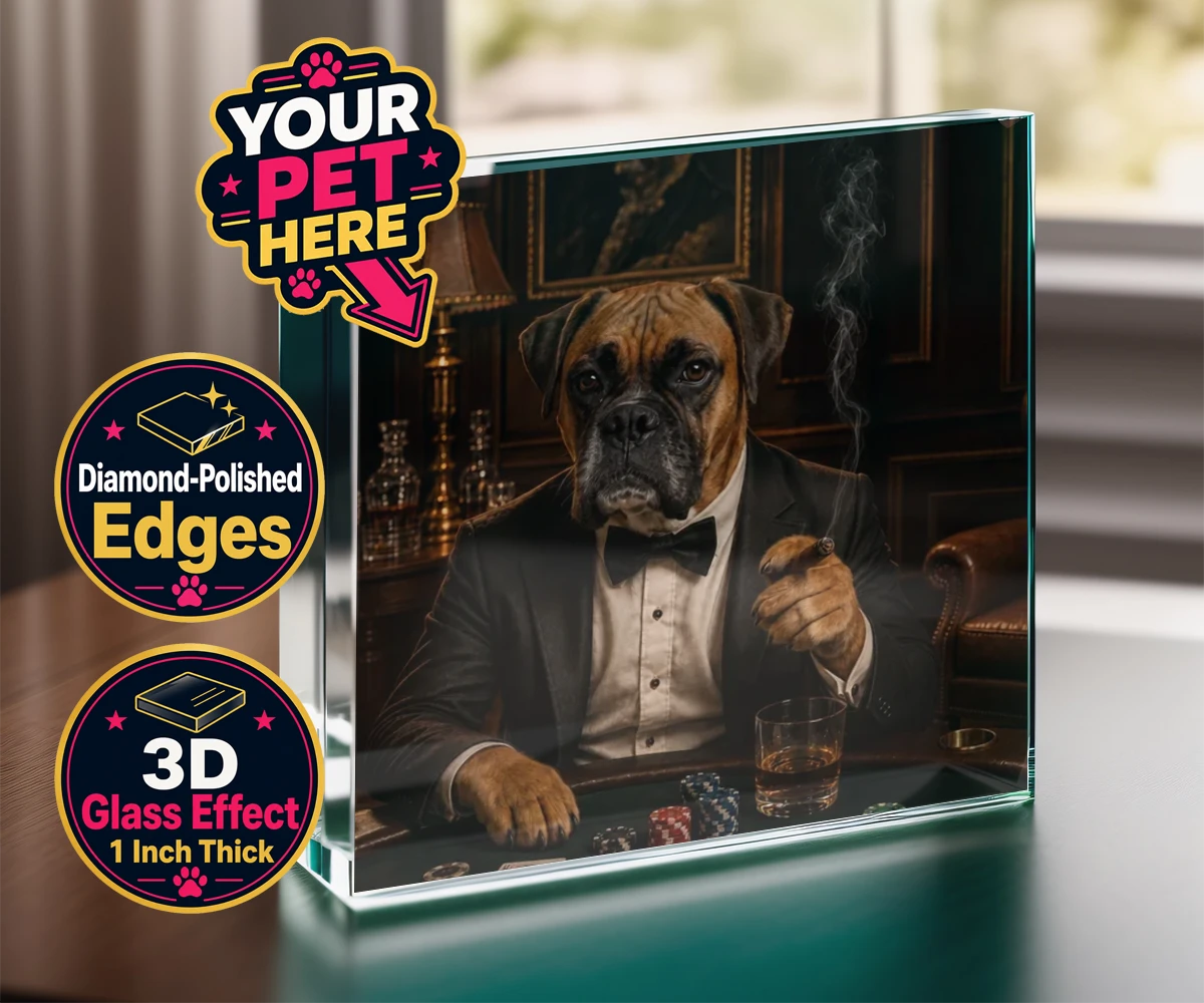 Personalised Poker Night Paw dog acrylic prisms featuring meet Poker Night Paw, the ultimate conversation starter for any dog lo
