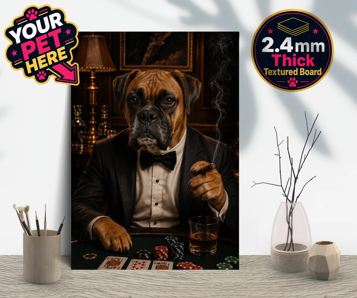 Personalised Poker Night Paw dog gallery boards featuring meet Poker Night Paw, the ultimate conversation starter for any dog lo