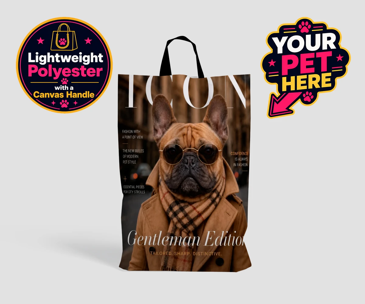 Personalised Icon Magazine Star dog shopping bags featuring where your furry friend becomes the ultimate trendsetter!