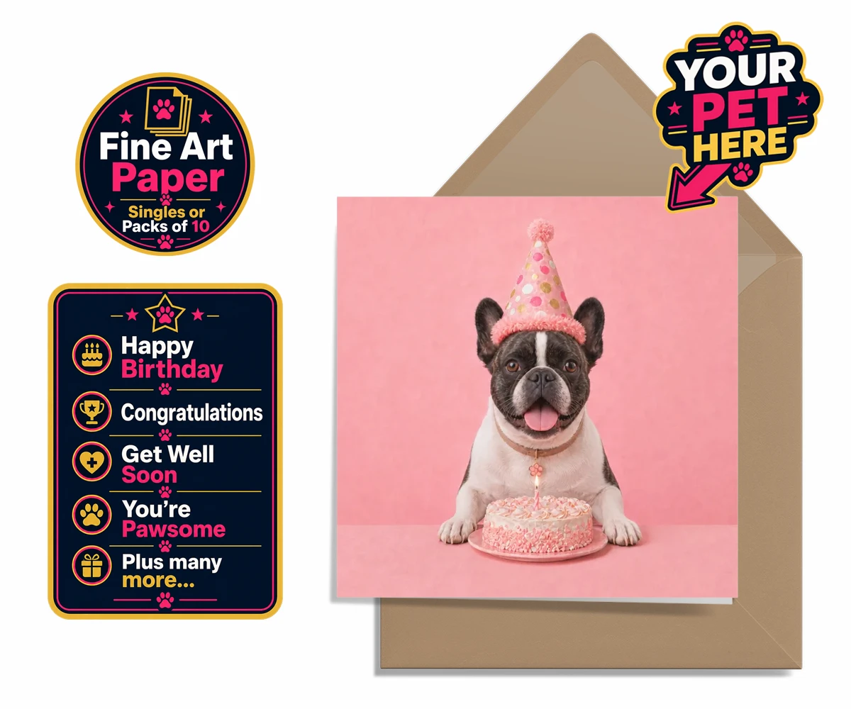 Personalised test dog premium greetings cards
