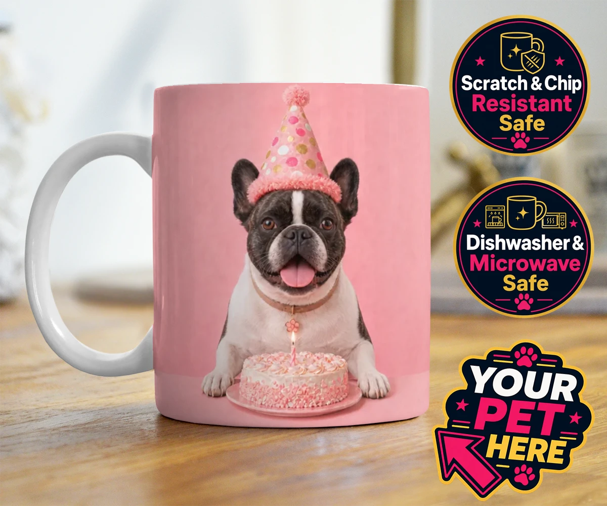 Personalised Birthday Girl dog photo mugs featuring celebrate your furry friend's special day with our delightful Birthday
