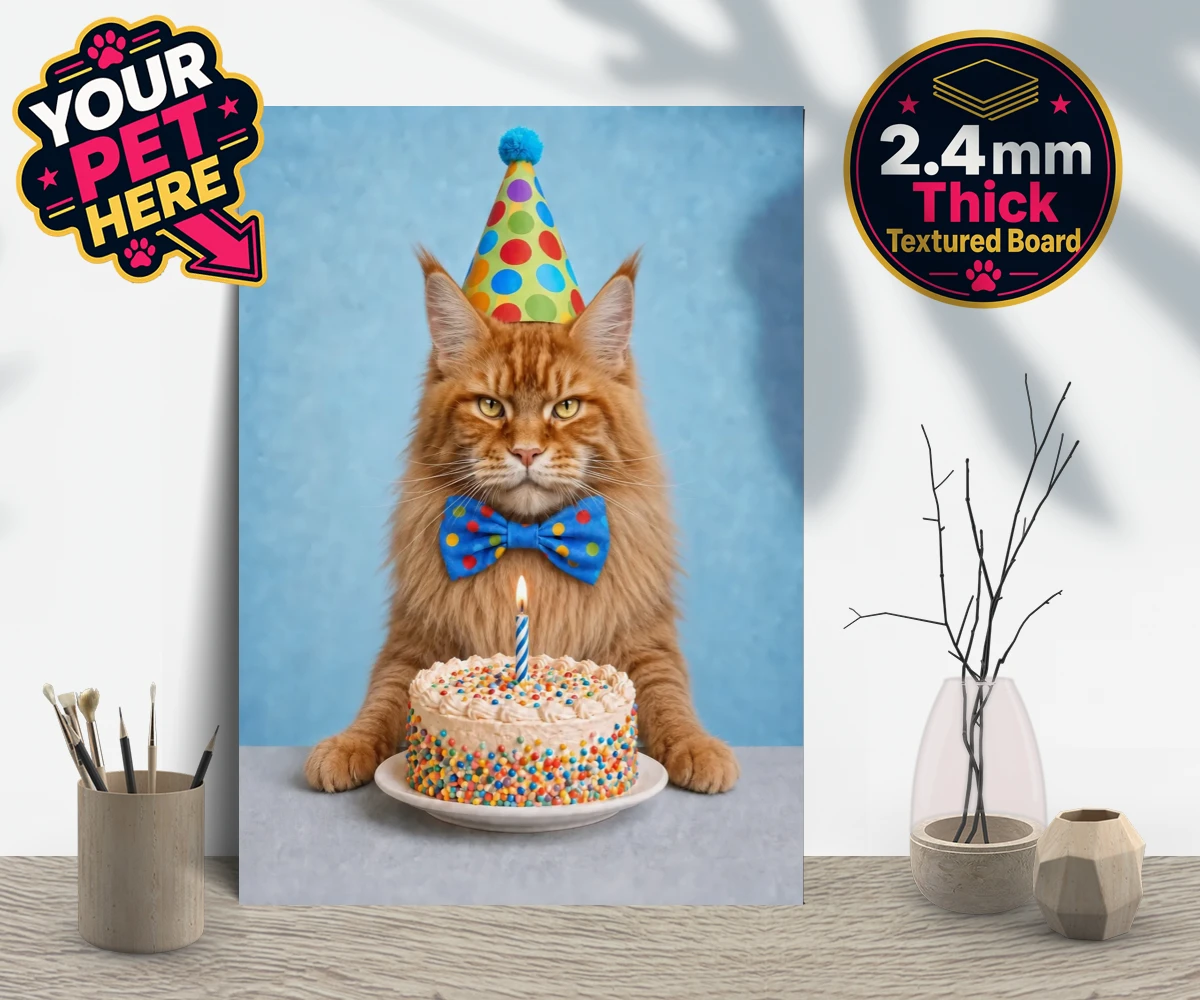 Personalised Birthday Boy cat gallery boards featuring meet our delightful Birthday Boy, the purr-fect addition to any cat lo