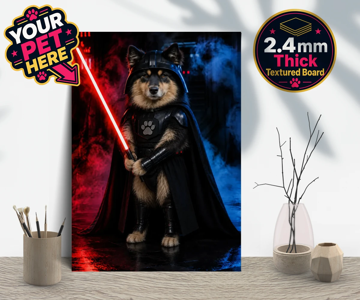 Personalised Paw Vader dog gallery boards featuring the canine superstar from a galaxy not so far away!