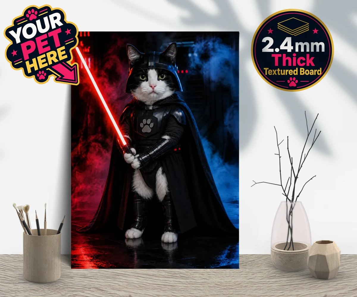 Personalised Paw Vader cat gallery boards featuring the feline force to be reckoned with!