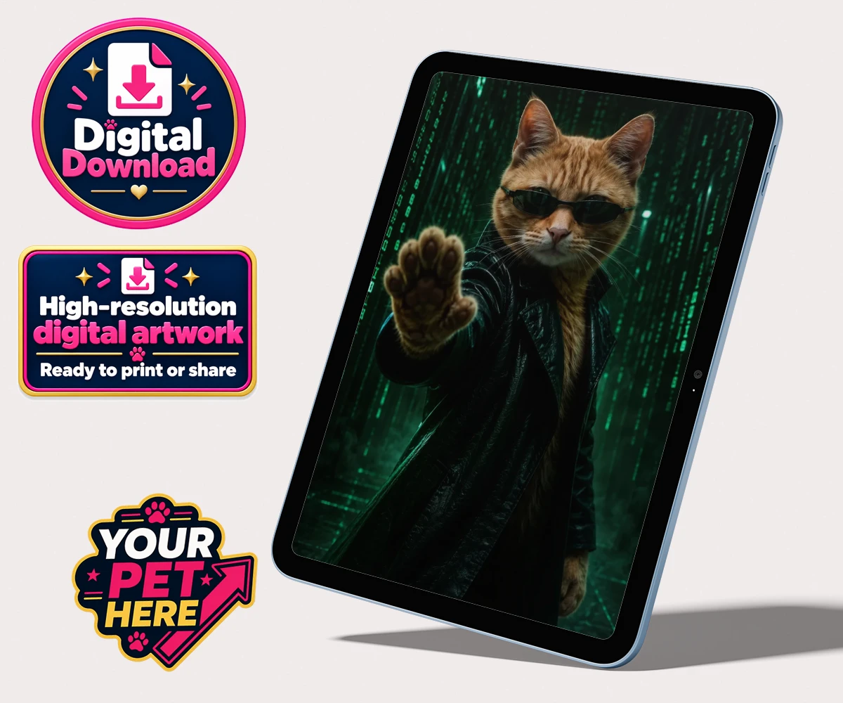 Personalised The Pawtrix cat personalised digital downloads featuring step into a world where feline charm meets Hollywood glamour with The