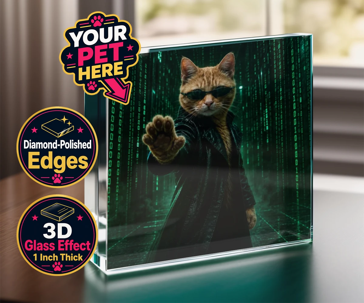 Personalised The Pawtrix cat acrylic prisms featuring step into a world where feline charm meets Hollywood glamour with The