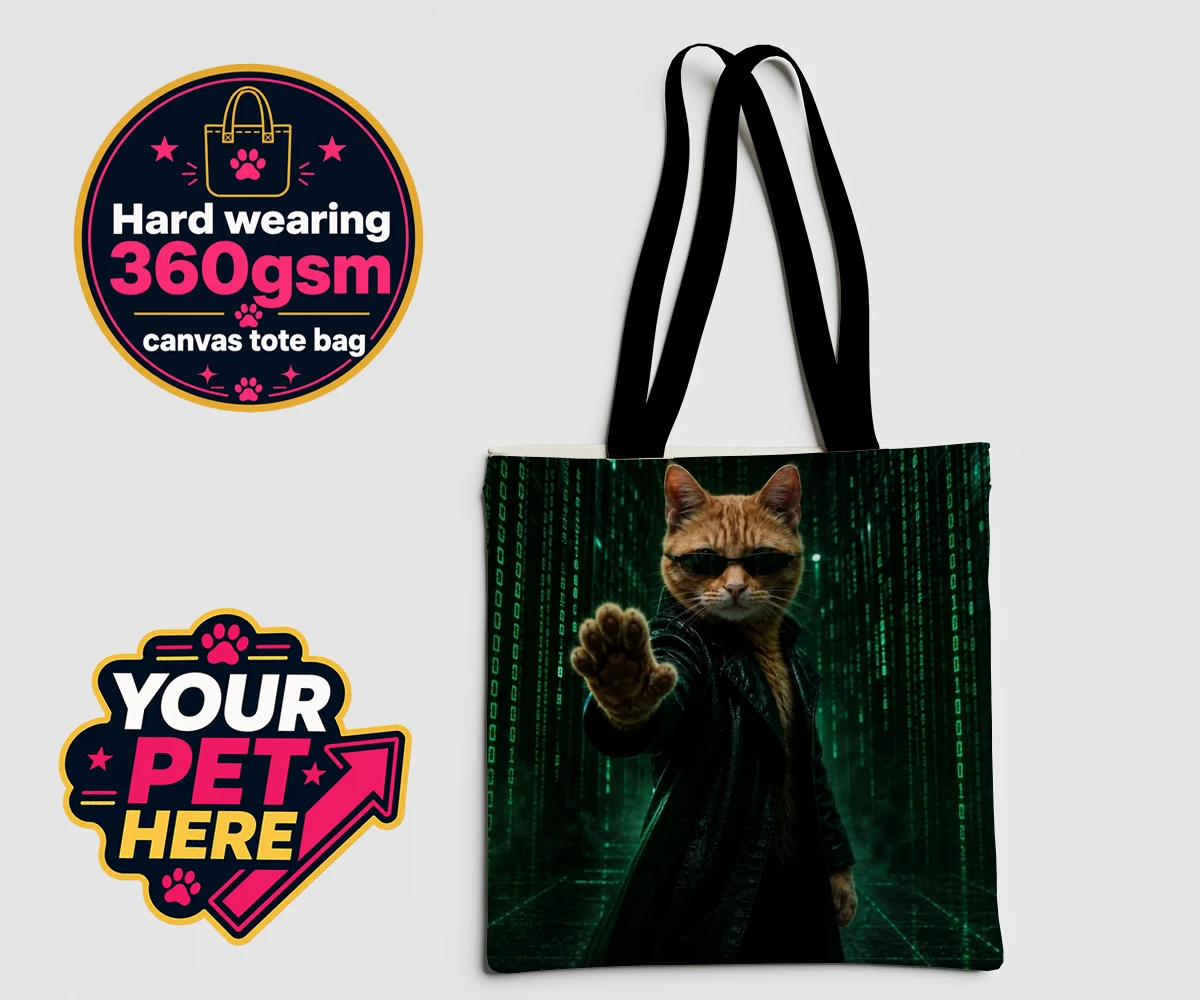Personalised The Pawtrix cat canvas tote bags featuring step into a world where feline charm meets Hollywood glamour with The