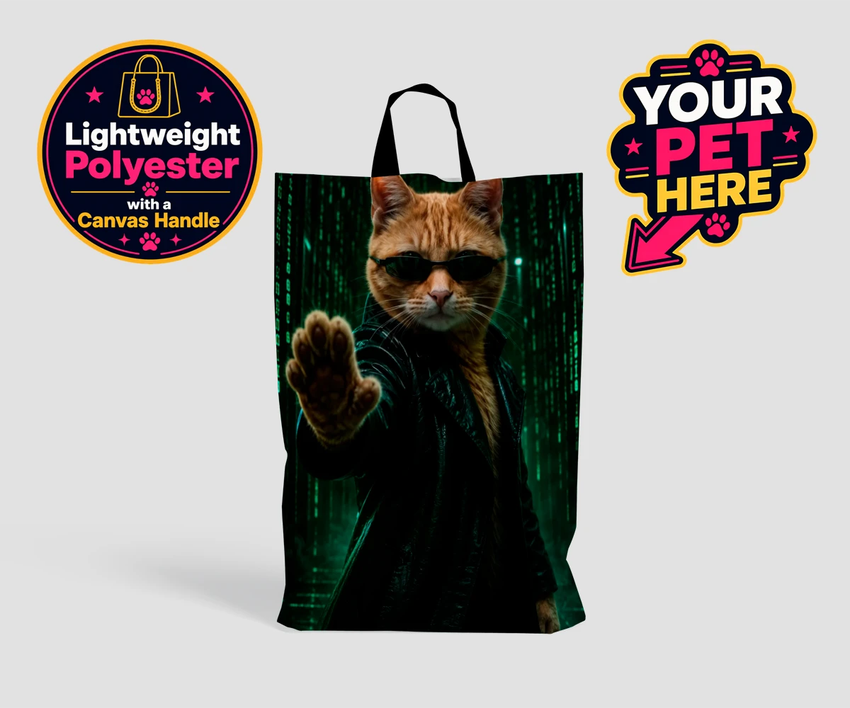 Personalised The Pawtrix cat shopping bags featuring step into a world where feline charm meets Hollywood glamour with The