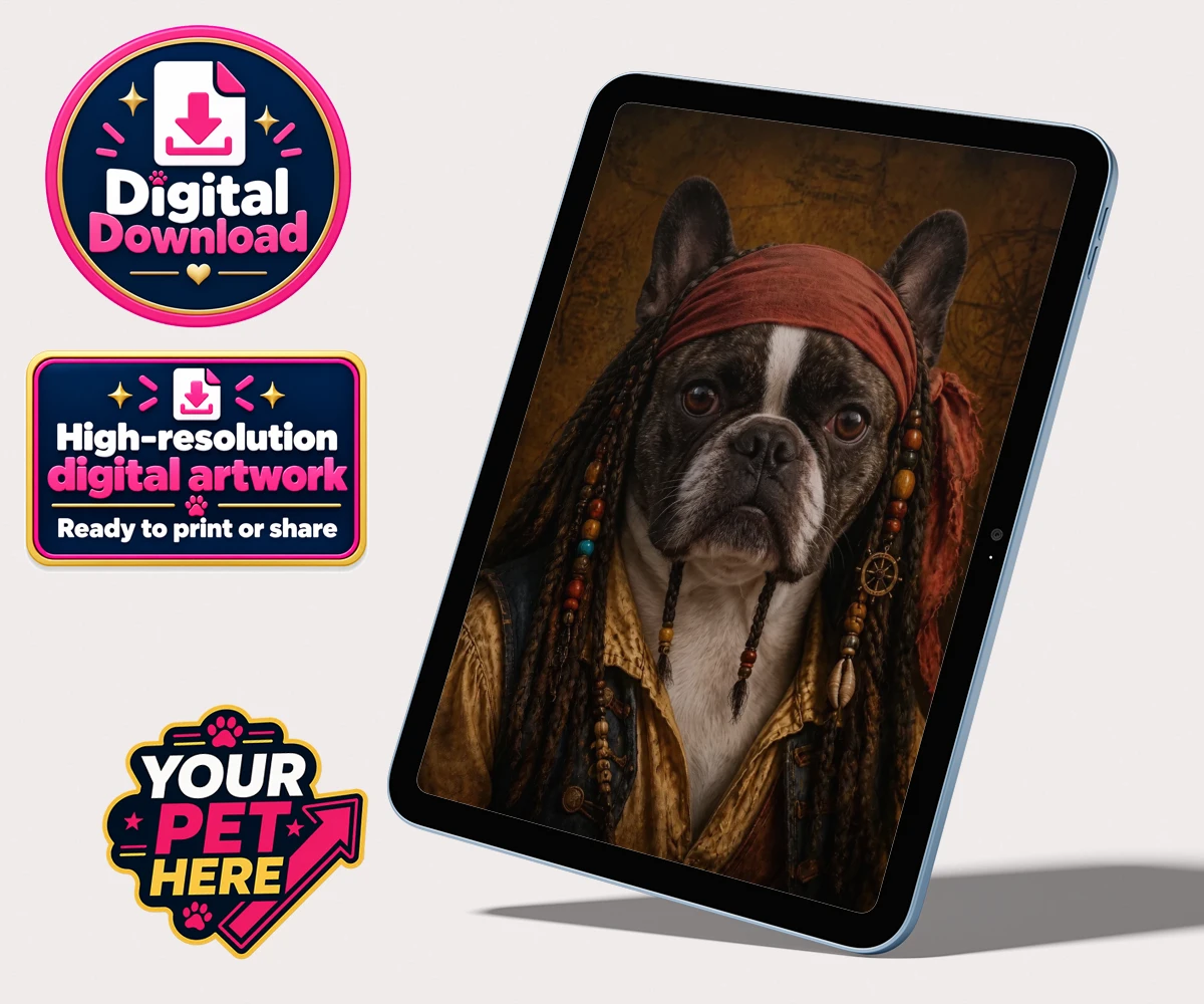 Personalised The Pawrate dog personalised digital downloads featuring meet The Pawrate, a delightful canine pirate ready to embark on high-s