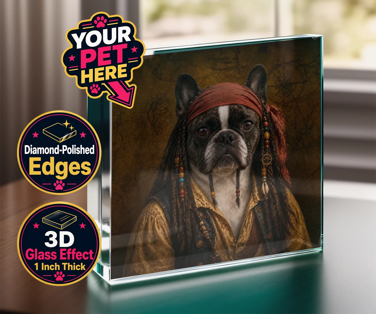 Personalised The Pawrate dog acrylic prisms featuring meet The Pawrate, a delightful canine pirate ready to embark on high-s