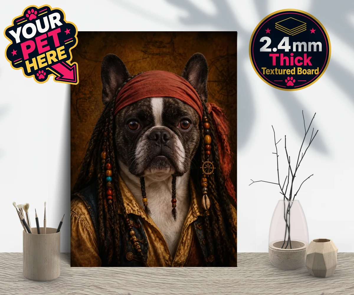 Personalised The Pawrate dog gallery boards featuring meet The Pawrate, a delightful canine pirate ready to embark on high-s