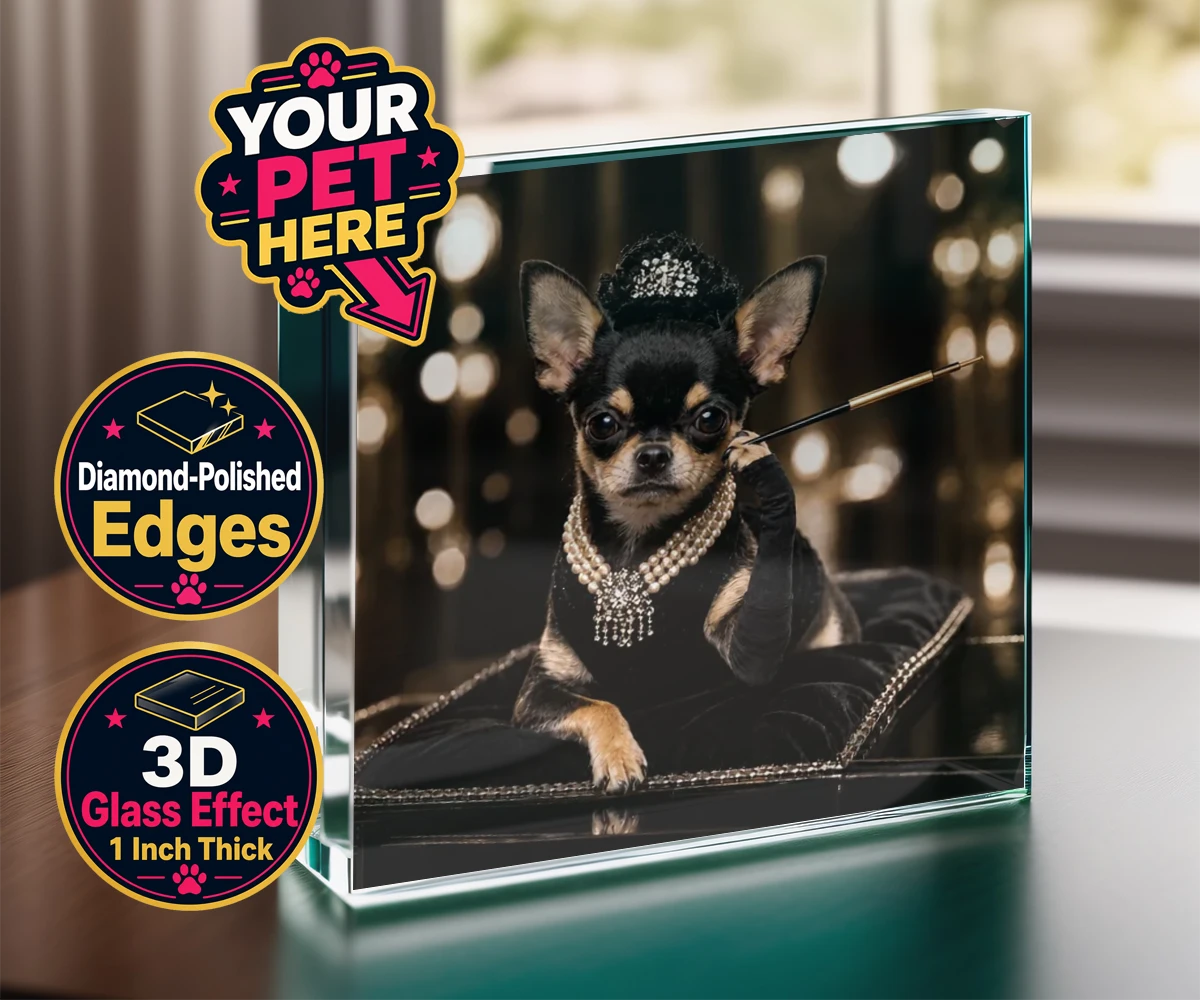 Personalised Breakfast at ... dog acrylic prisms featuring step into a whimsical world of glamour with our delightful "Breakfast