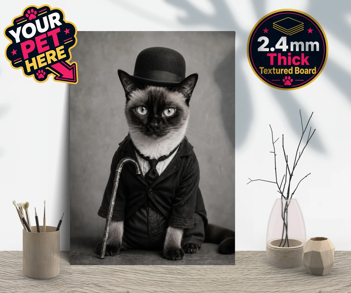 Personalised The Funny Chap cat gallery boards featuring meet The Funny Chap, a delightfully whimsical feline portrait that cap