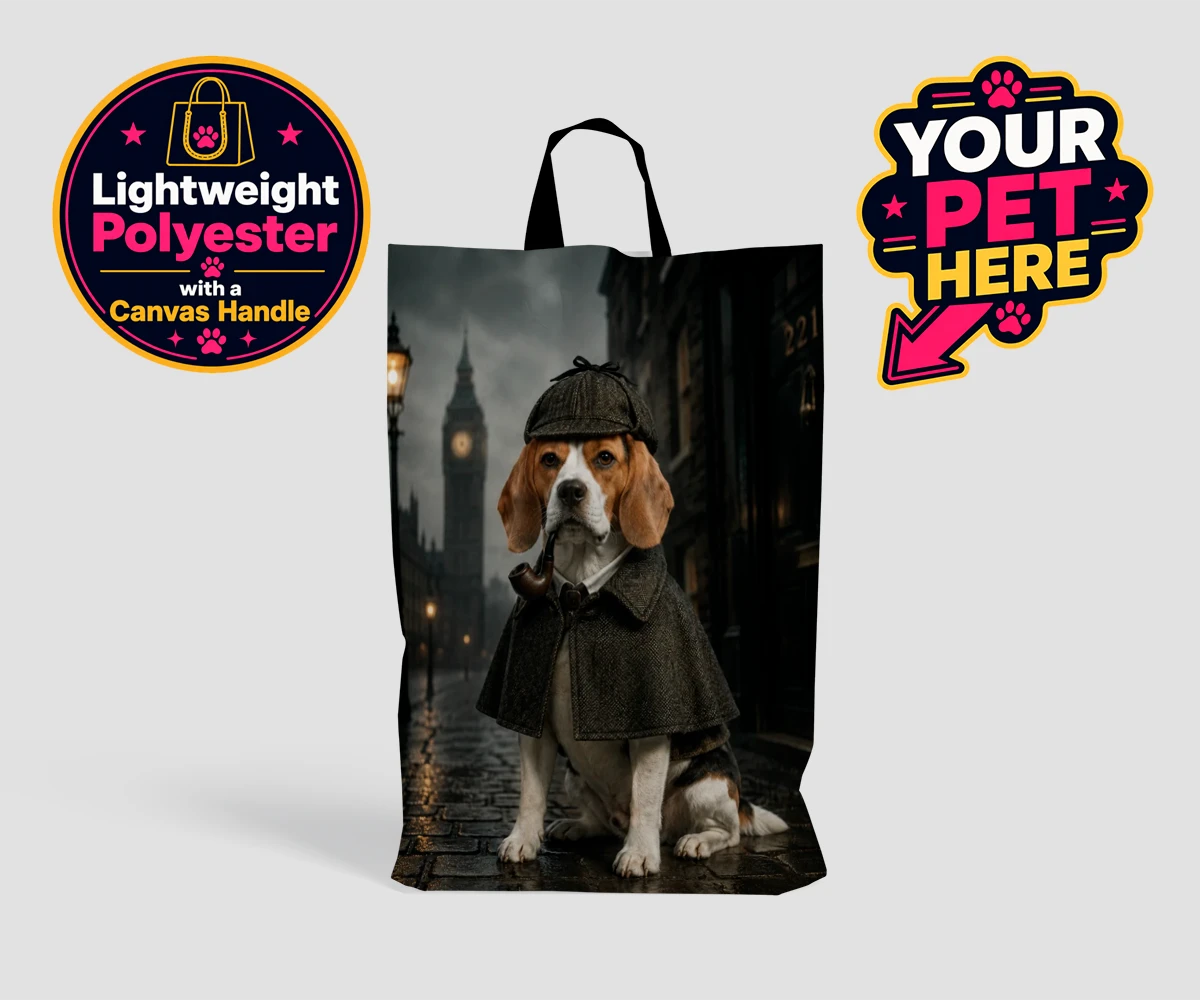 Personalised The Great Detective dog shopping bags featuring step into the world of intrigue and charm with "The Great Detective,"
