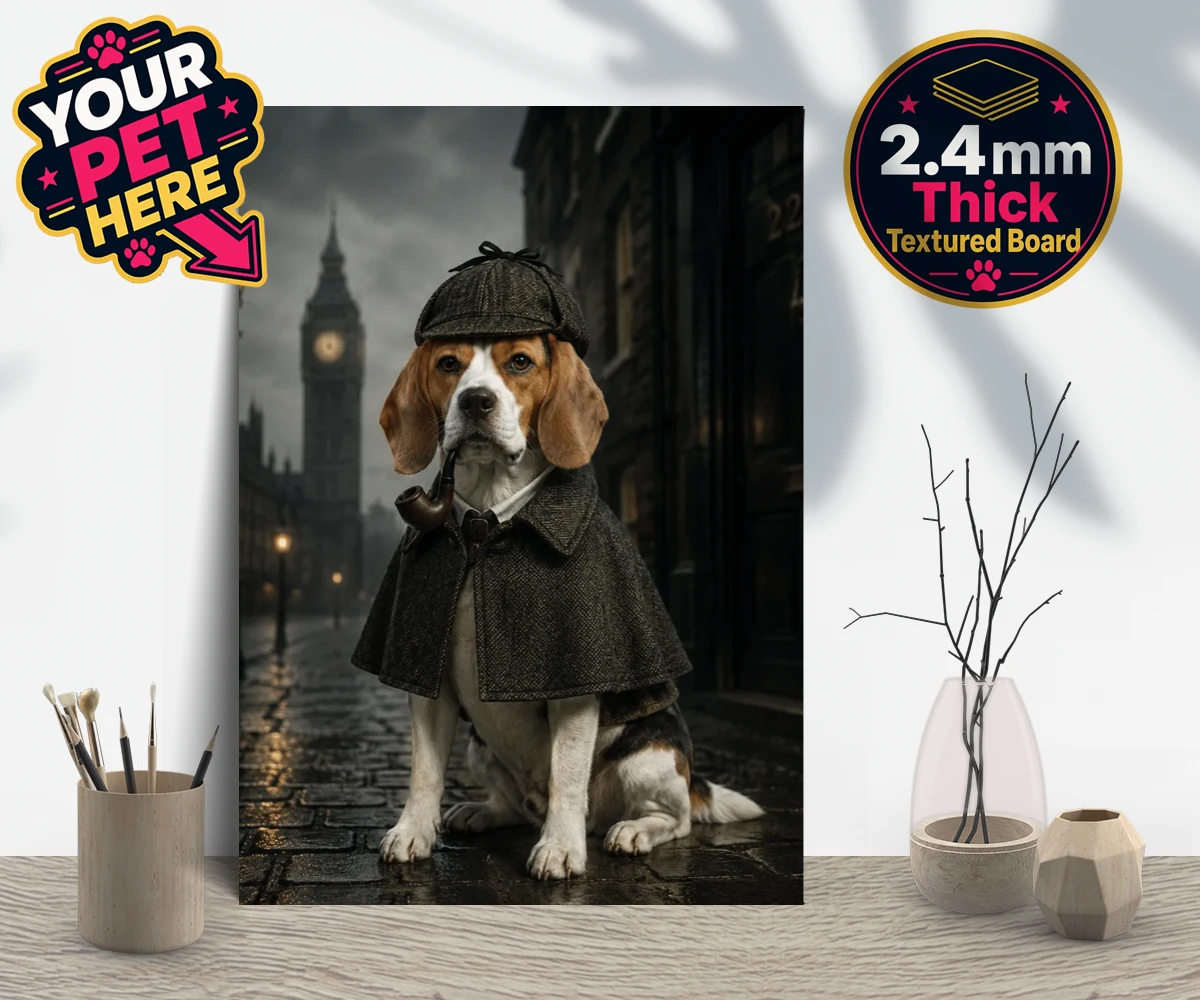 Personalised The Great Detective dog gallery boards featuring step into the world of intrigue and charm with "The Great Detective,"