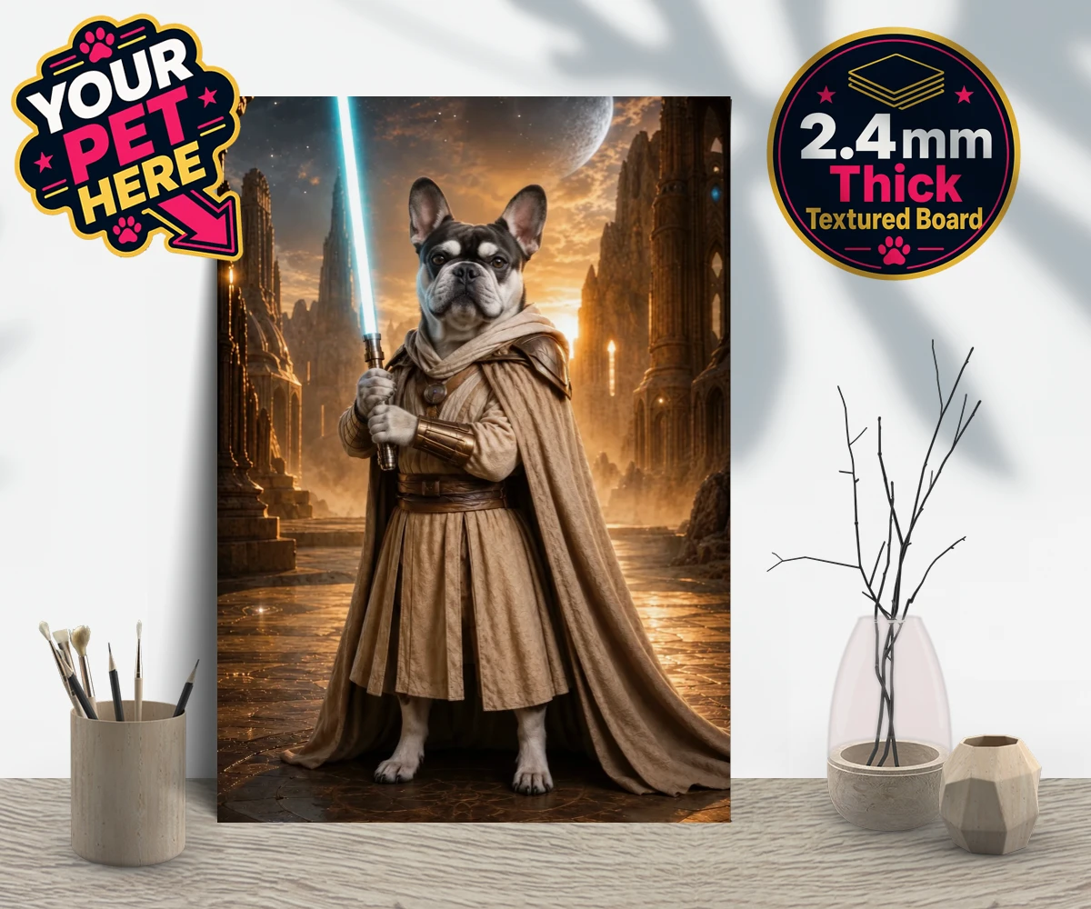 Personalised Galactic Guardian dog gallery boards featuring a majestic dog portrait that brings your favourite four-legged compani