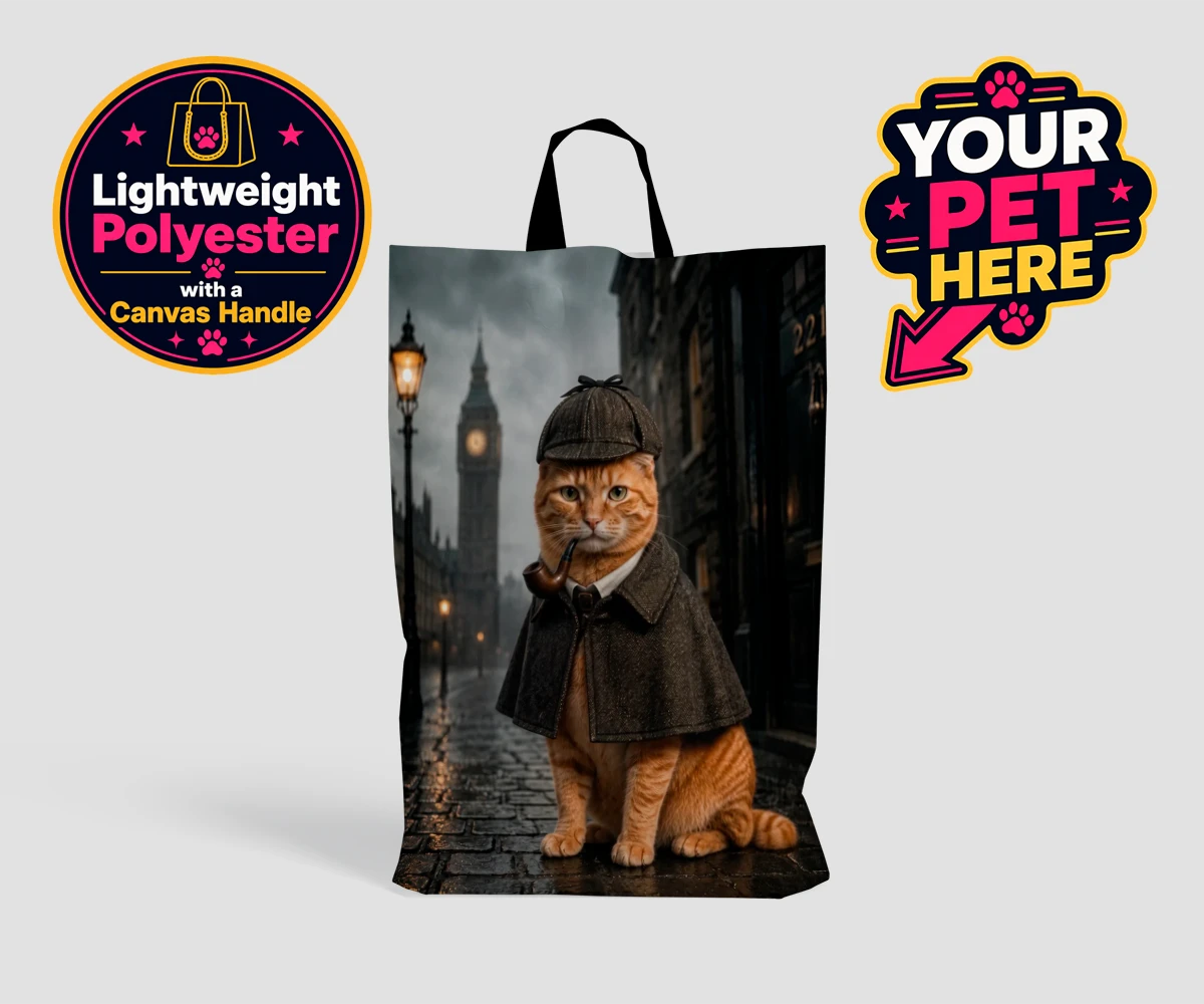 Personalised The Great Detective cat shopping bags featuring step into a world of mystery and intrigue with "The Great Detective,"