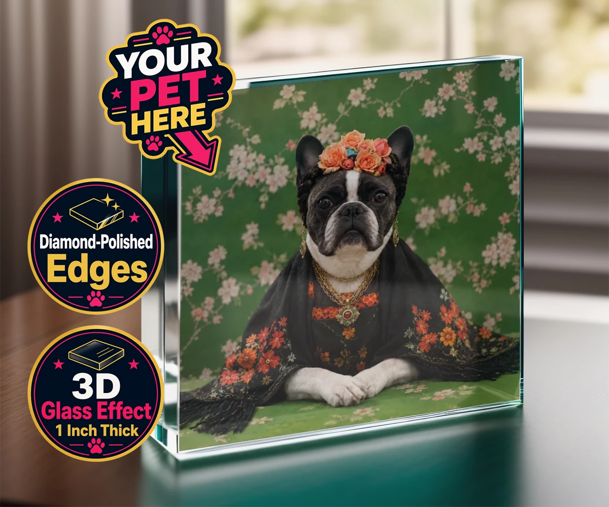 Personalised The Boho Muse dog acrylic prisms featuring meet The Boho Muse, a charming portrayal of your beloved pup as an art