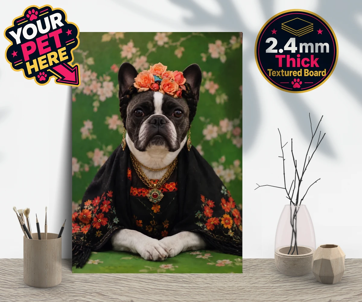 Personalised The Boho Muse dog gallery boards featuring meet The Boho Muse, a charming portrayal of your beloved pup as an art