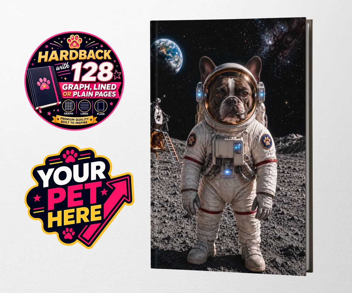 Personalised Houston, We Have a Pawblem dog hardback notebooks featuring we Have a Pawblem," the delightfully imaginative portrait featuring yo