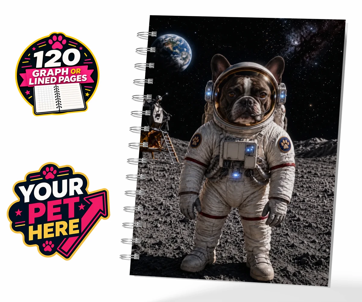 Personalised Houston, We Have a Pawblem dog spiral notebook featuring we Have a Pawblem," the delightfully imaginative portrait featuring yo