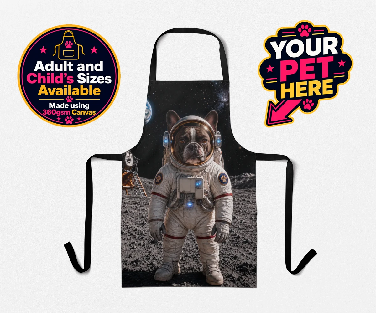 Personalised Houston, We Have a Pawblem dog aprons featuring we Have a Pawblem," the delightfully imaginative portrait featuring yo