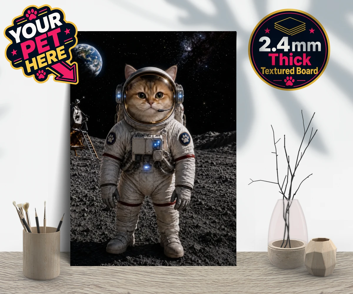 Personalised Houston, We Have a Pawblem cat gallery boards featuring meet Houston, We Have a Pawblem, your charming feline astronaut ready