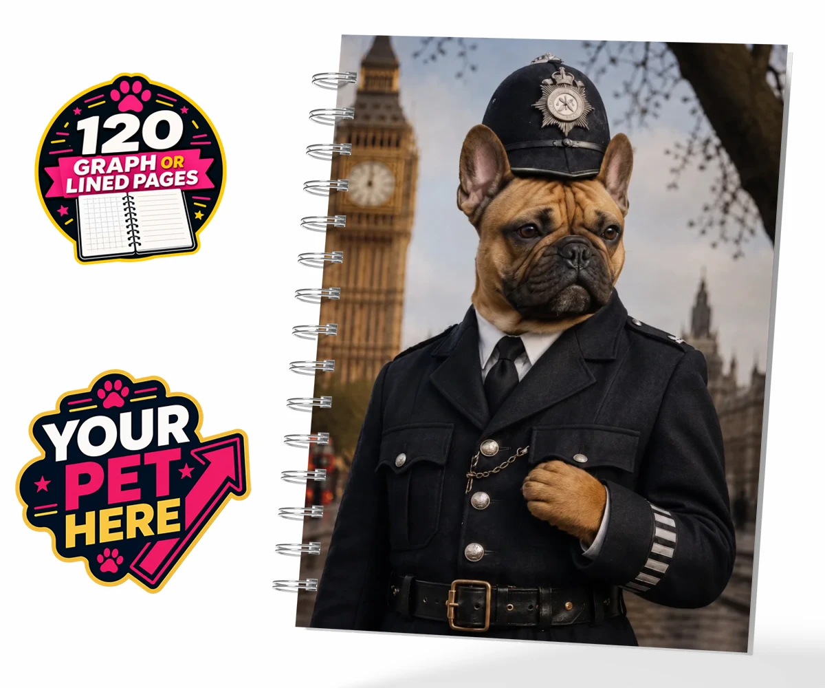 Personalised Paw Police dog spiral notebook featuring the charming canine officer ready to patrol your heart!