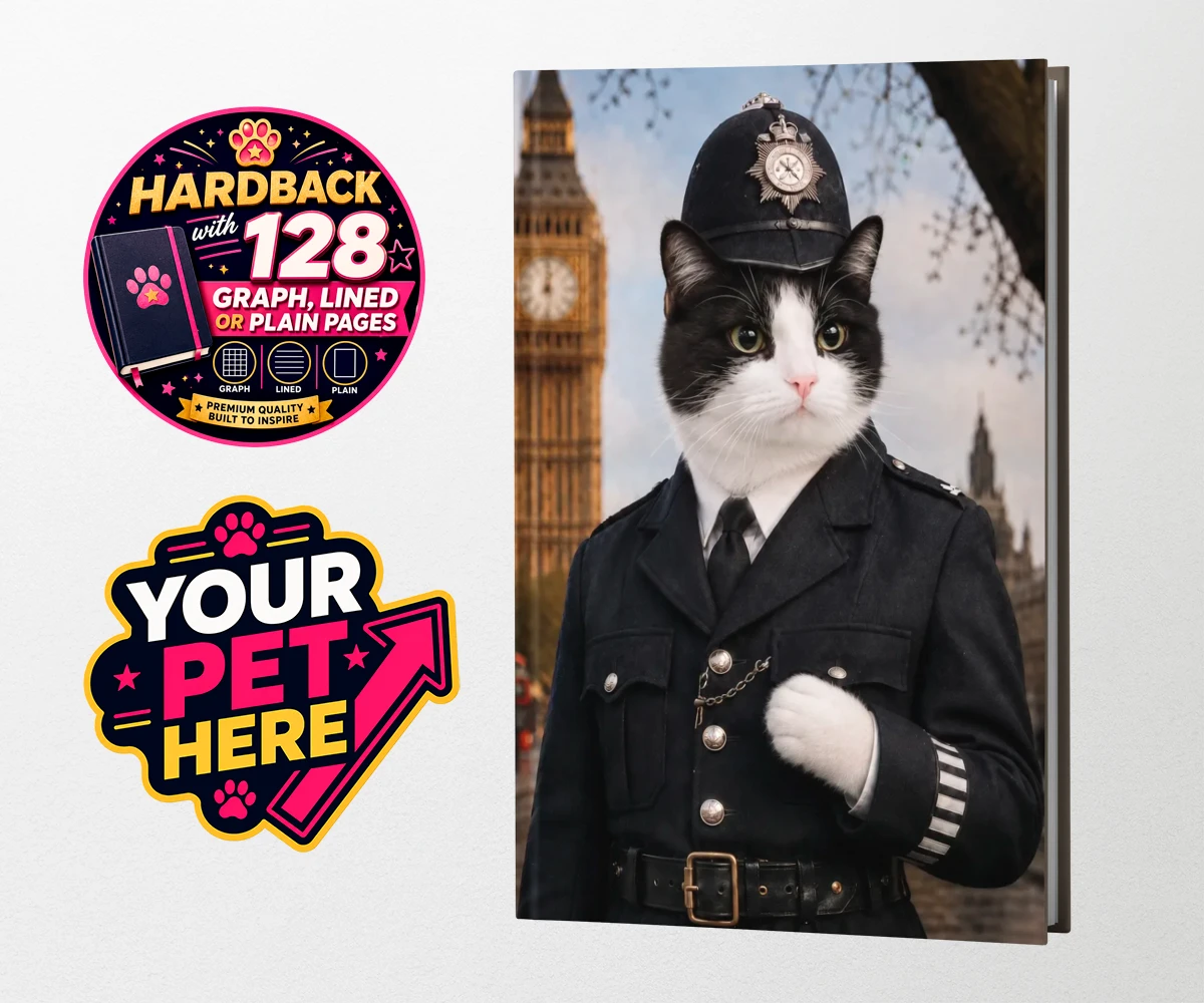 Personalised Paw Police cat hardback notebooks featuring the purr-fect addition to your home!