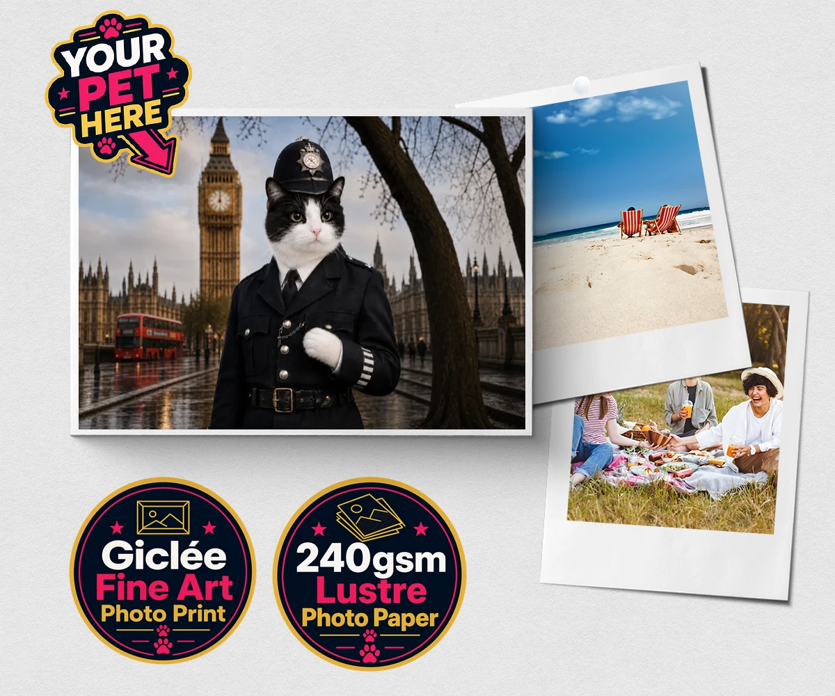 Personalised Paw Police cat premium photo print featuring the purr-fect addition to your home!