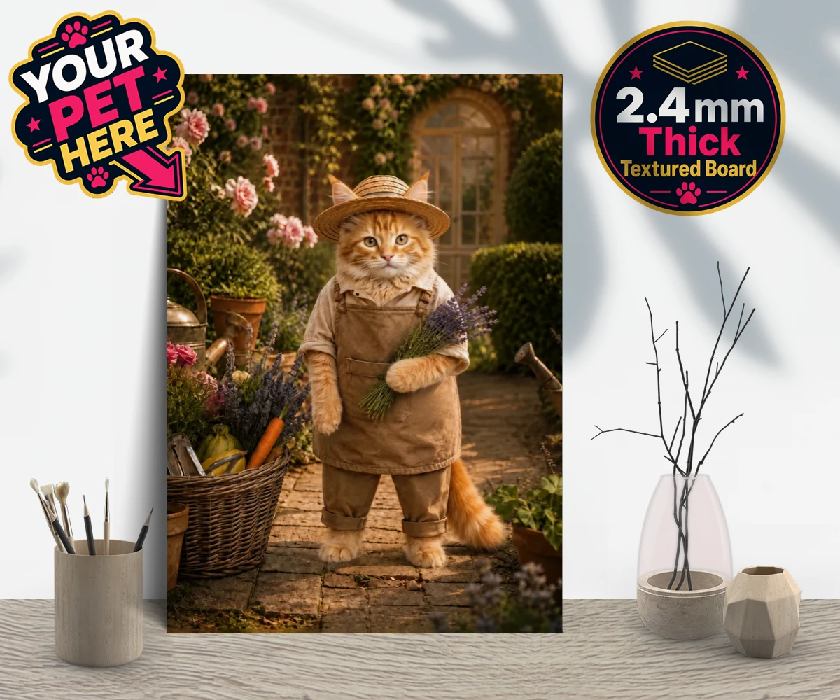 Personalised Paw Gardener cat gallery boards featuring meet our delightful Paw Gardener, the purr-fect addition to any cat lo
