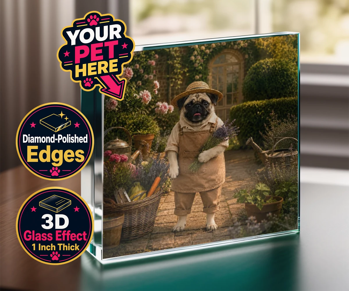 Personalised Paw Gardener dog acrylic prisms featuring meet Paw Gardener, the charming canine capturing the very essence of g