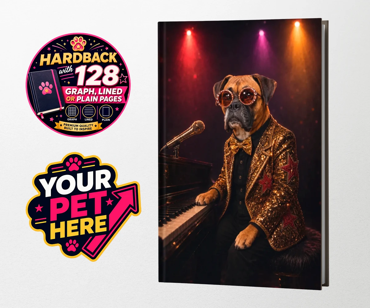 Personalised Rocket Dog dog hardback notebooks featuring our dazzling canine superstar!