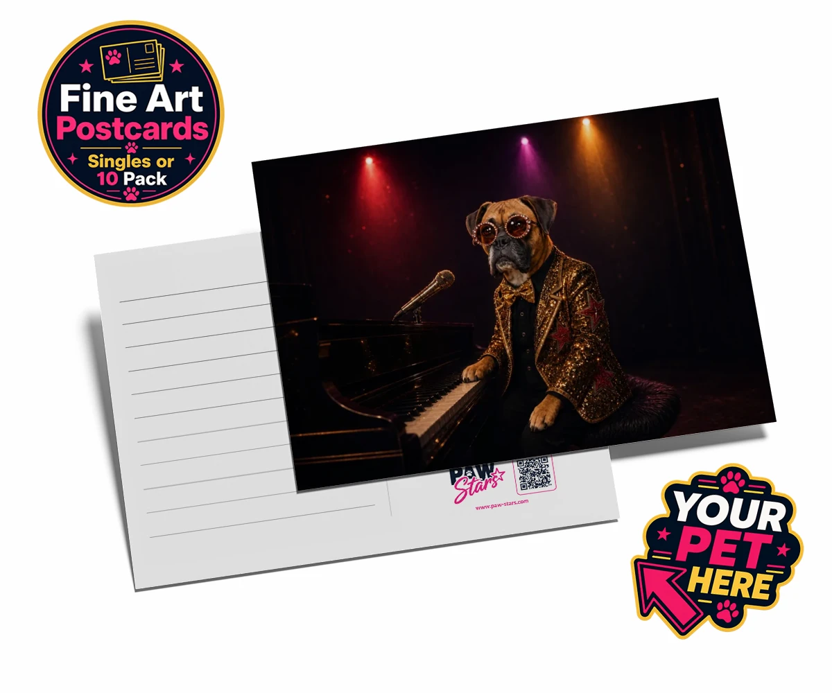 Personalised Rocket Dog dog postcards featuring our dazzling canine superstar!