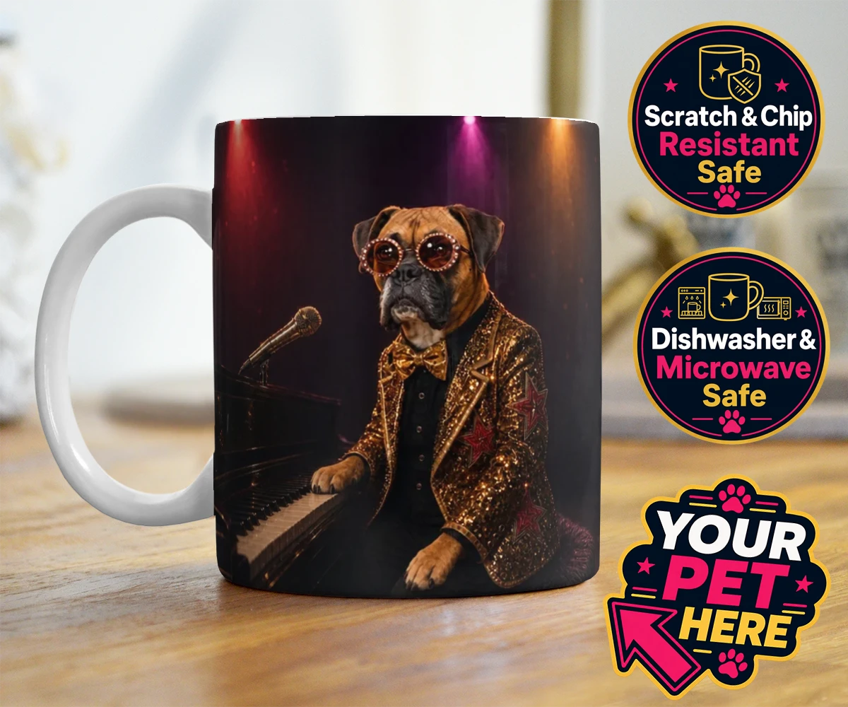 Personalised Rocket Dog dog photo mugs featuring our dazzling canine superstar!