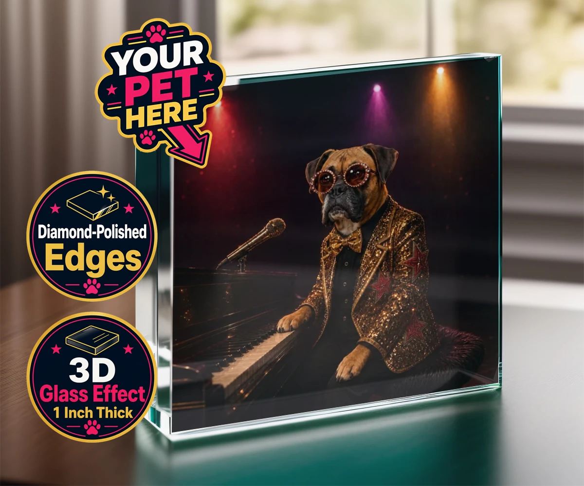 Personalised Rocket Dog dog acrylic prisms featuring our dazzling canine superstar!
