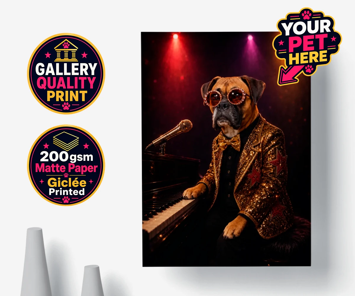 Personalised Rocket Dog dog premium poster print featuring our dazzling canine superstar!
